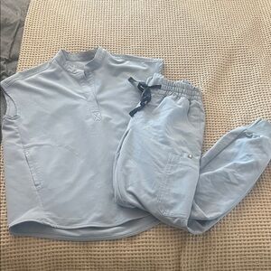 Figs Light Blue Sleeveless Top and Bottom Set